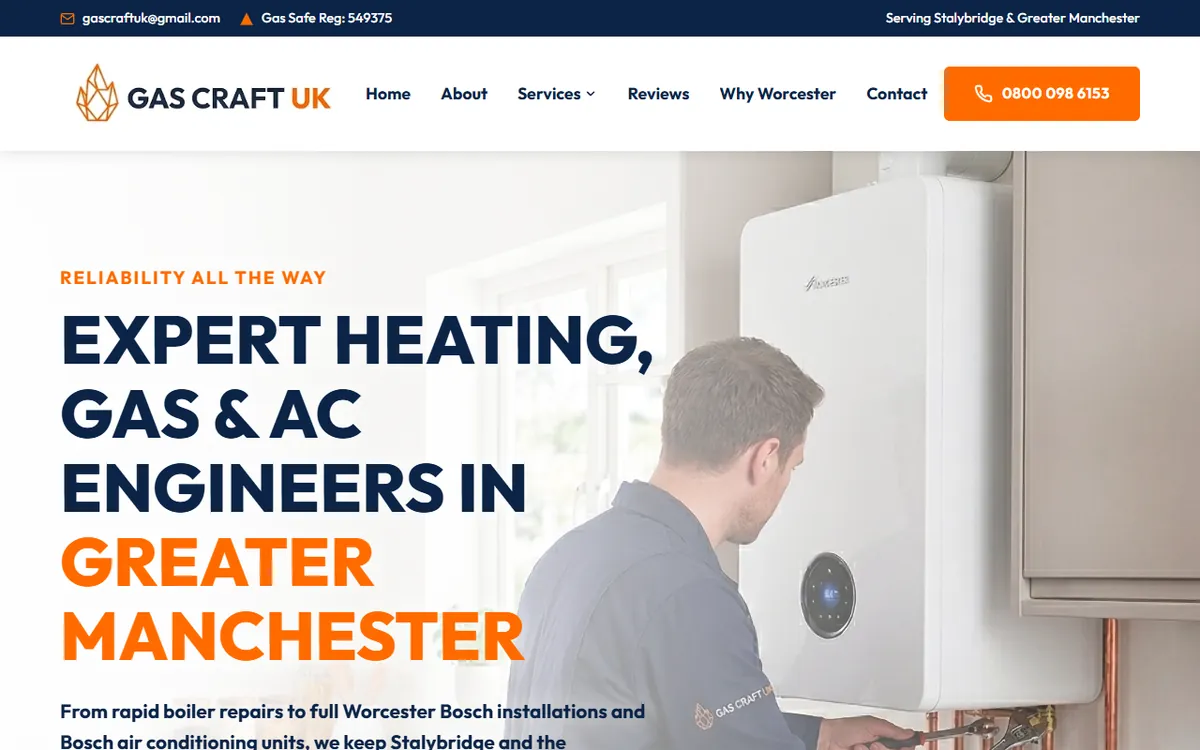 Gas Craft UK | Boiler Installs & Repairs in Stalybridge & Greater Manchester Website Design