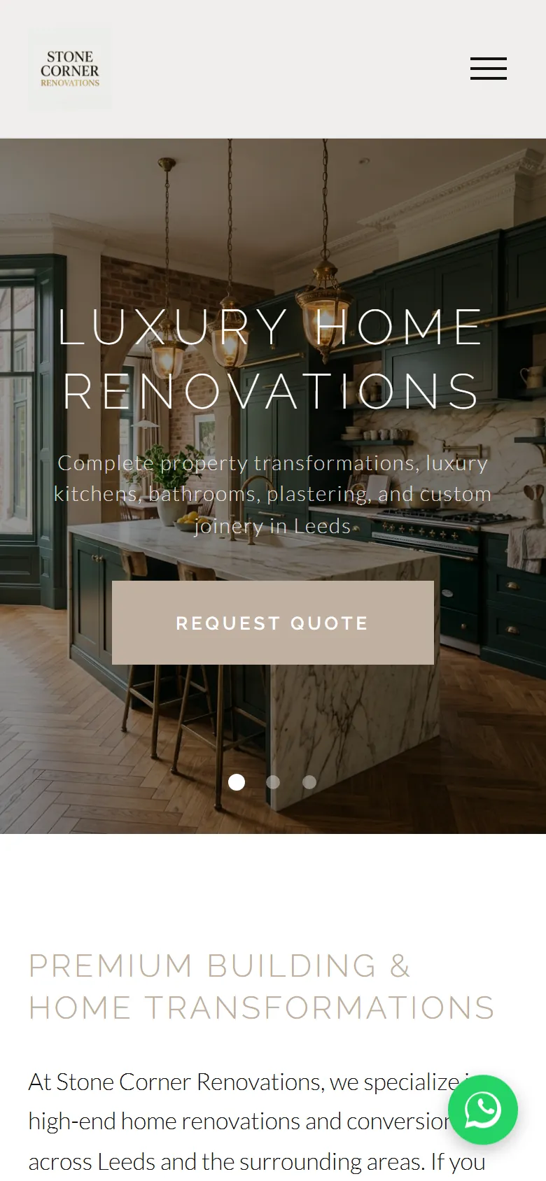 Stone Corner Renovations Mobile Website
