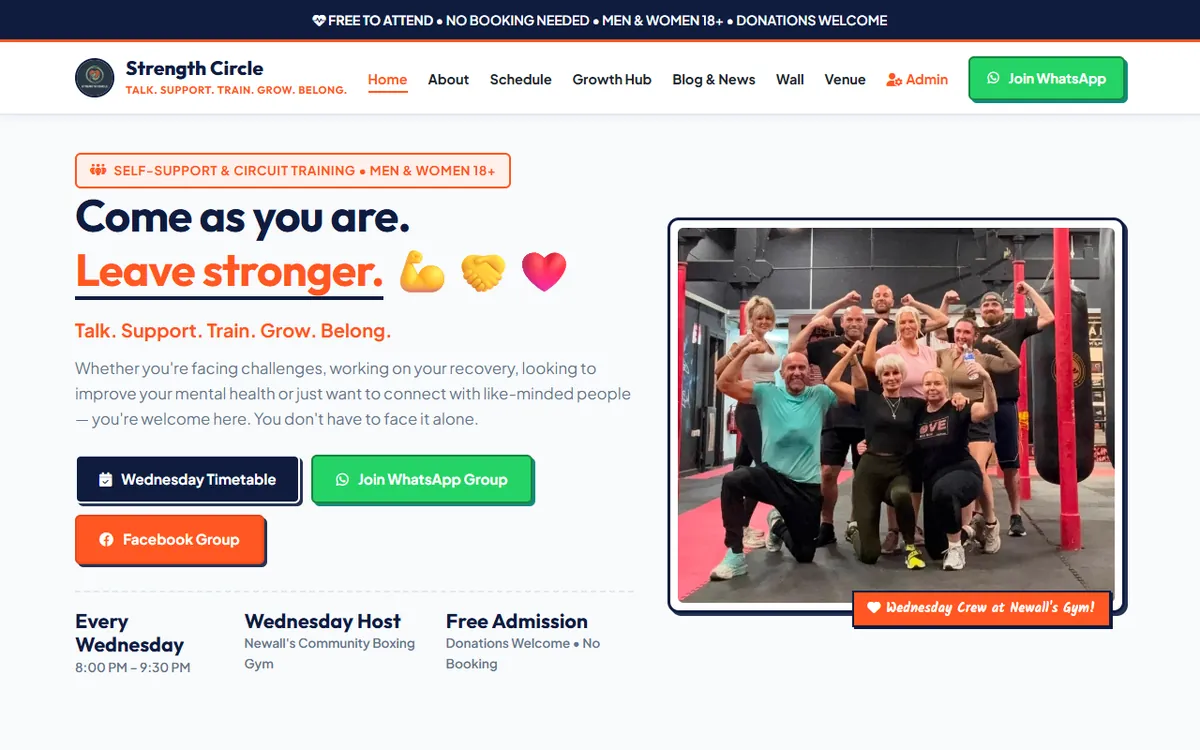 Strength Circle | Talk. Support. Train. Grow. Belong. Website Design